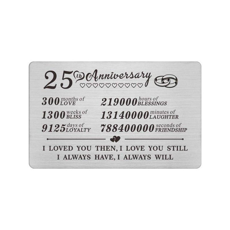DEGASKEN 25th 25 Year Wedding Anniversary Steel Gifts Wallet Card for Husband Men Him Her Couples - Image 1